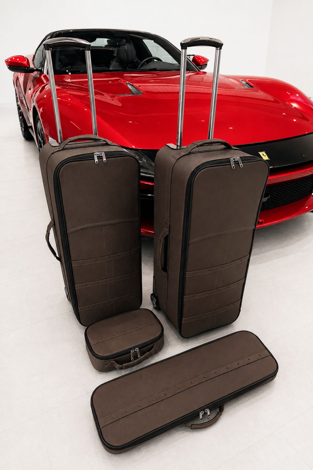 Roadsterbag suitcase set Ferrari 12Cilindri Spider (with Subwoofer) in Espresso leather (4-pcs)