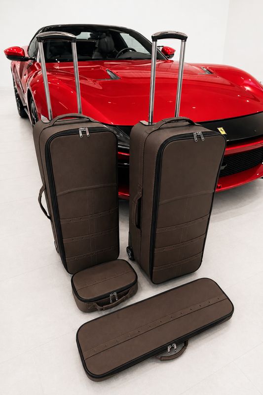Roadsterbag suitcase set Ferrari 12Cilindri Spider (with Subwoofer) in Espresso leather (4-pcs)