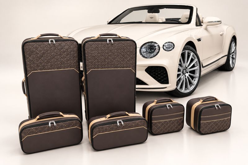 Roadsterbag suitcase set Bentley Continental GTC 2019-2023 (6-pcs) in Bentley Burnt Oak leather