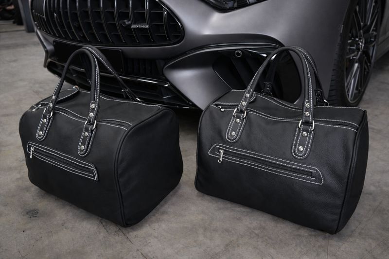 Roadsterbag rear seat bag set Mercedes SL R232 leather with Silverwhite seams