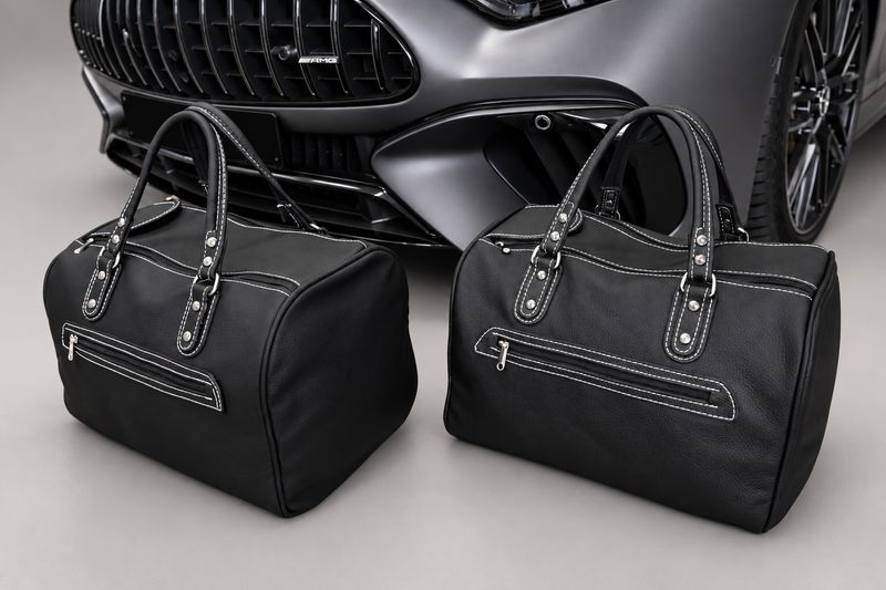 Roadsterbag rear seat bag set Mercedes SL R232 leather with Silverwhite seams