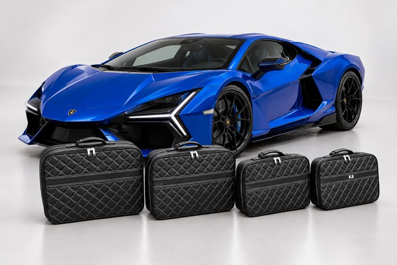 Roadsterbag suitcase set Lamborghini Revuelto (4 pcs) Rombus Silverwhite 4x4