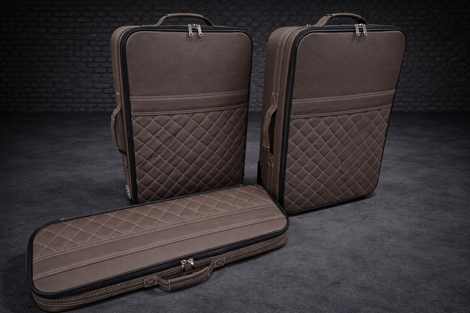 Roadsterbag suitcase set Porsche 992 (also GTS/GT3) front (full leather) Espresso (3-pcs)