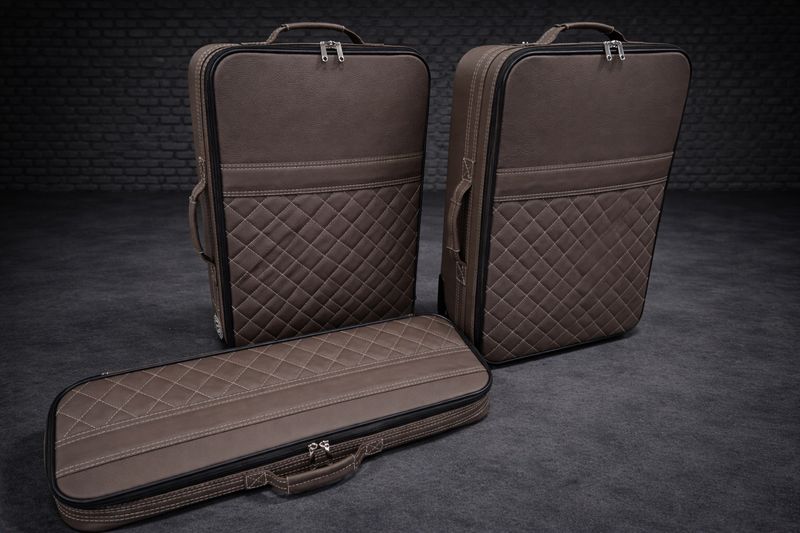Roadsterbag suitcase set Porsche 991 (also GTS/GT3) front (full leather) Espresso (3-pcs)