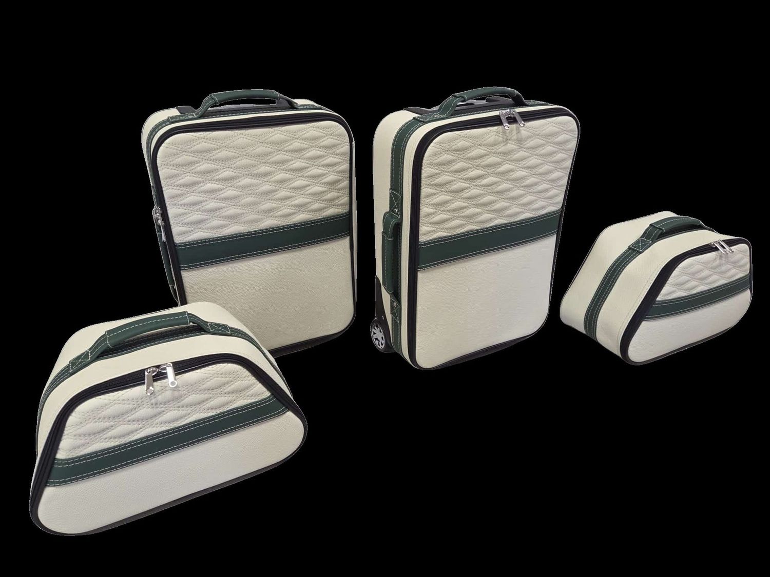 Roadsterbag suitcase set Bentley Continental GTC Hybrid 2024- (4-pcs) Avorio + Bentley Green