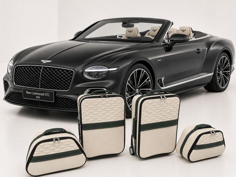 Roadsterbag suitcase set Bentley Continental GTC Hybrid 2024- (4-pcs) Avorio + Bentley Green