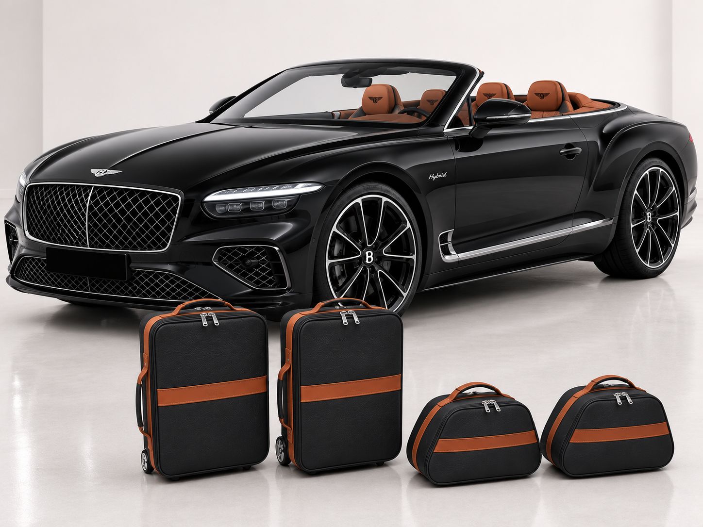 Roadsterbag suitcase set Bentley Continental GTC Hybrid 2024- (4-pcs) Nero and Saddle Roadsterbag suitcase set Bentley Continental GTC Hybrid 2024- (4-pcs) Nero and Saddle