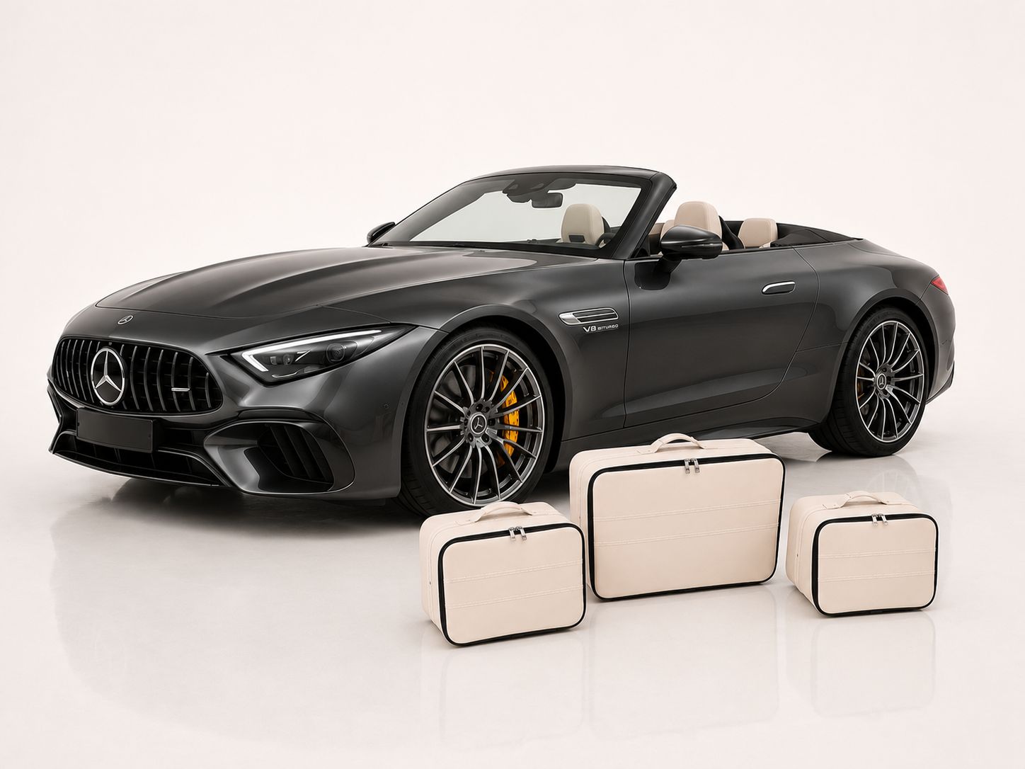 Roadsterbag luggage set trunk Mercedes SL R232 3-piece leather in Mastic color Roadsterbag luggage set trunk Mercedes SL R232 3-piece leather in Mastic color