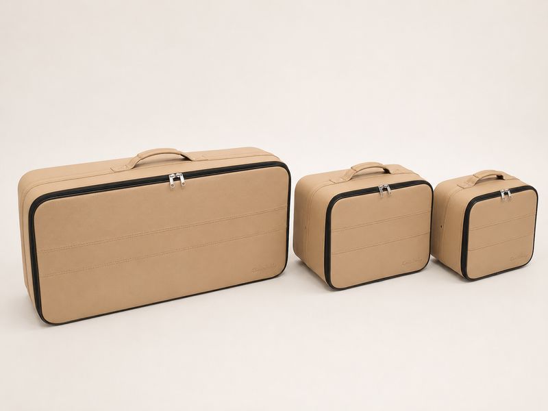 Roadsterbag luggage set trunk Mercedes SL R232 3-piece leather in Camel color