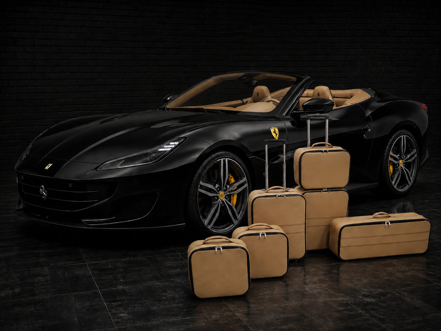 Roadsterbag suitcase set Ferrari Portofino (also M) Camel leather (6-pcs) Roadsterbag suitcase set Ferrari Portofino (also M) Camel leather (6-pcs)