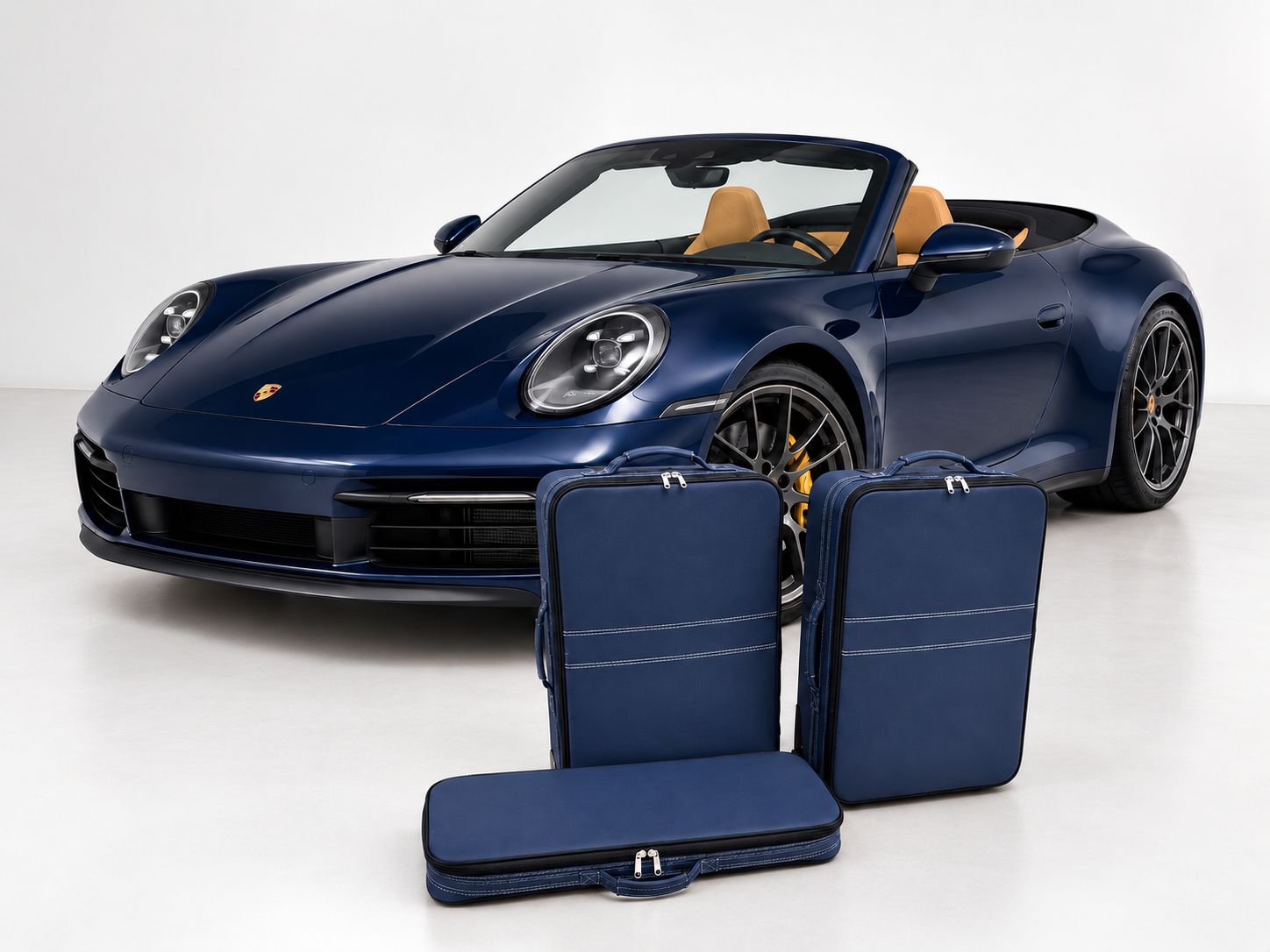 Roadsterbag suitcase set Porsche 992 (also GTS/GT3) front (full leather) Kobalt (3-pcs)