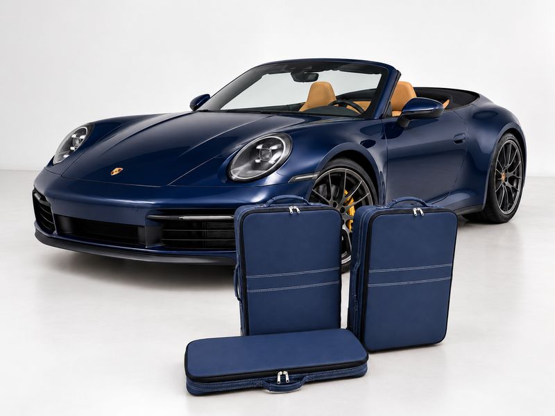 Roadsterbag suitcase set Porsche 992 (also GTS/GT3) front (full leather) Kobalt (3-pcs)