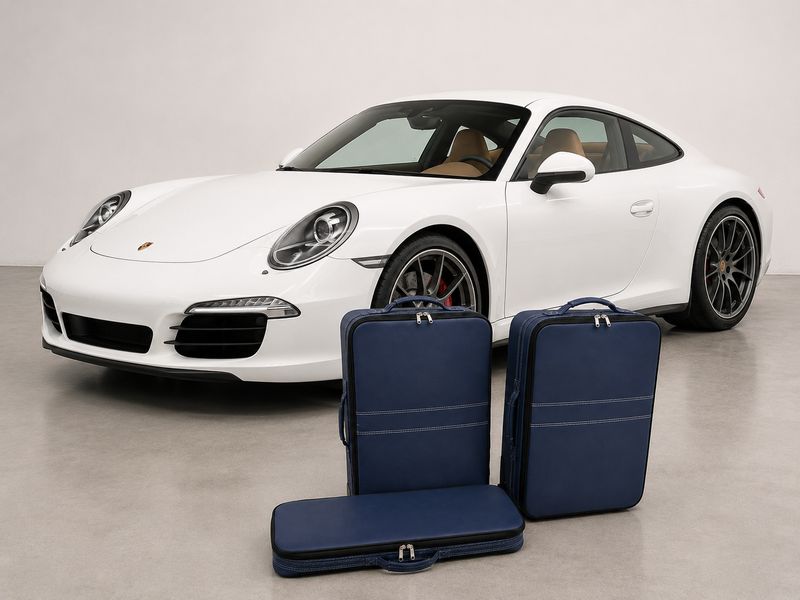 Roadsterbag suitcase set Porsche 991 (also GTS/GT3) front (full leather) Kobalt (3-pcs)