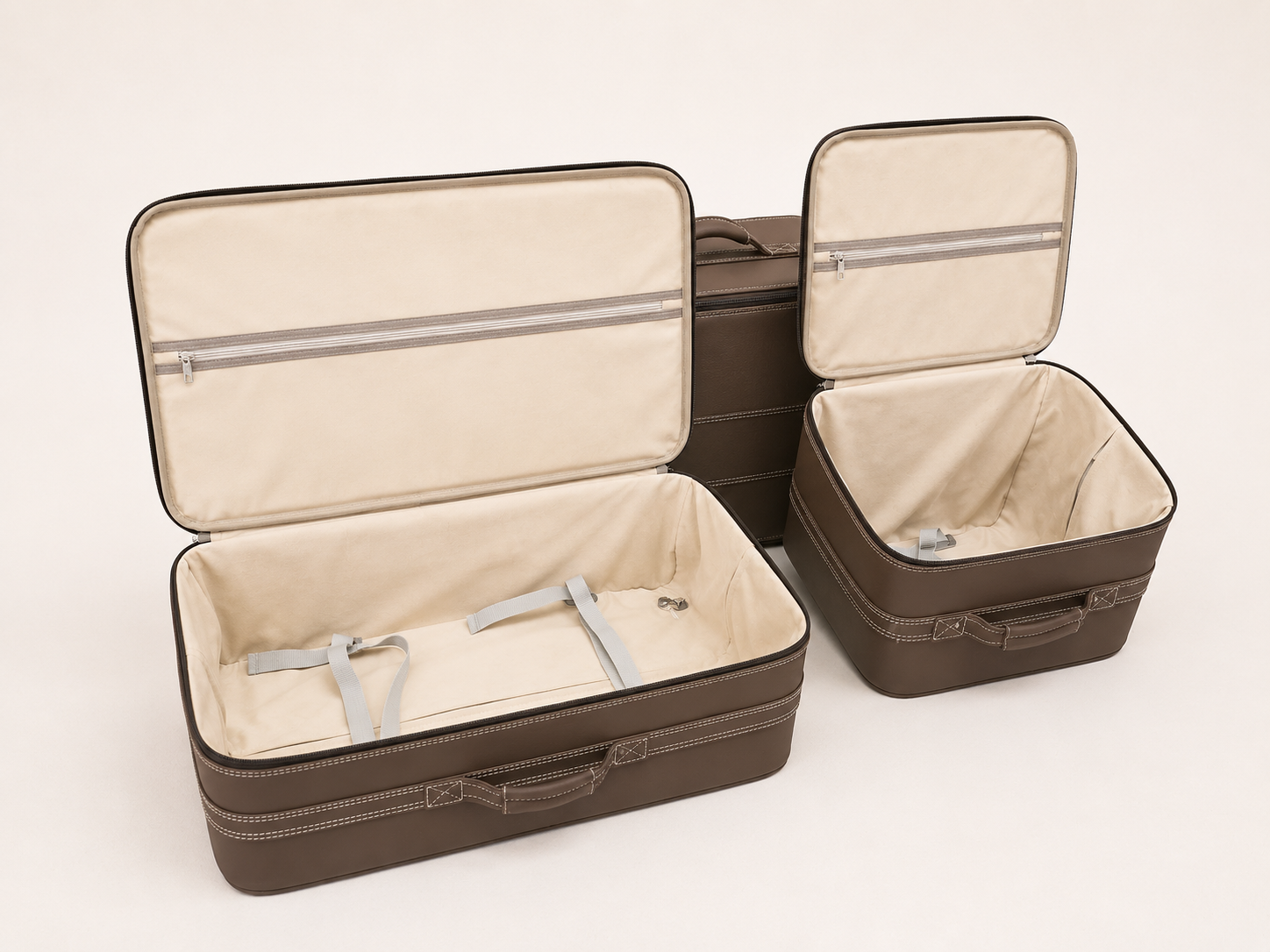 Roadsterbag kofferset kofferbak Mercedes SL R232 leder in de kleur Espresso(3-dlg)