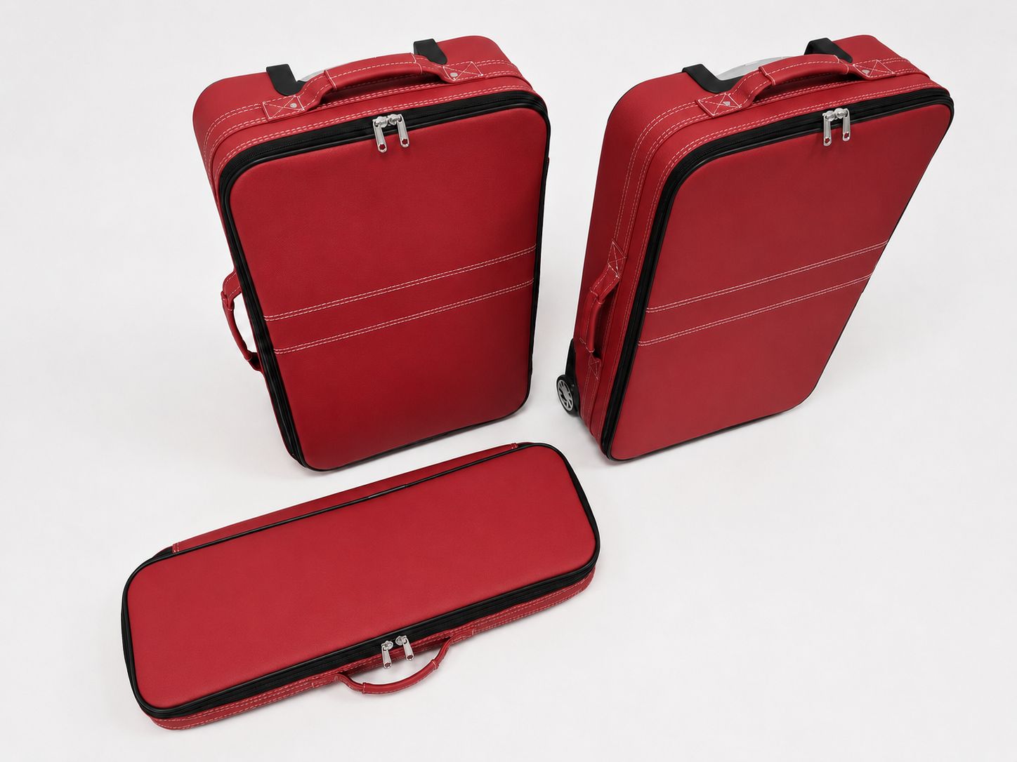 Roadsterbag kofferset Porsche 992 (ook GTS/GT3) Coupe/Targa/Cabrio (leder) Hermes Red (3-dlg)