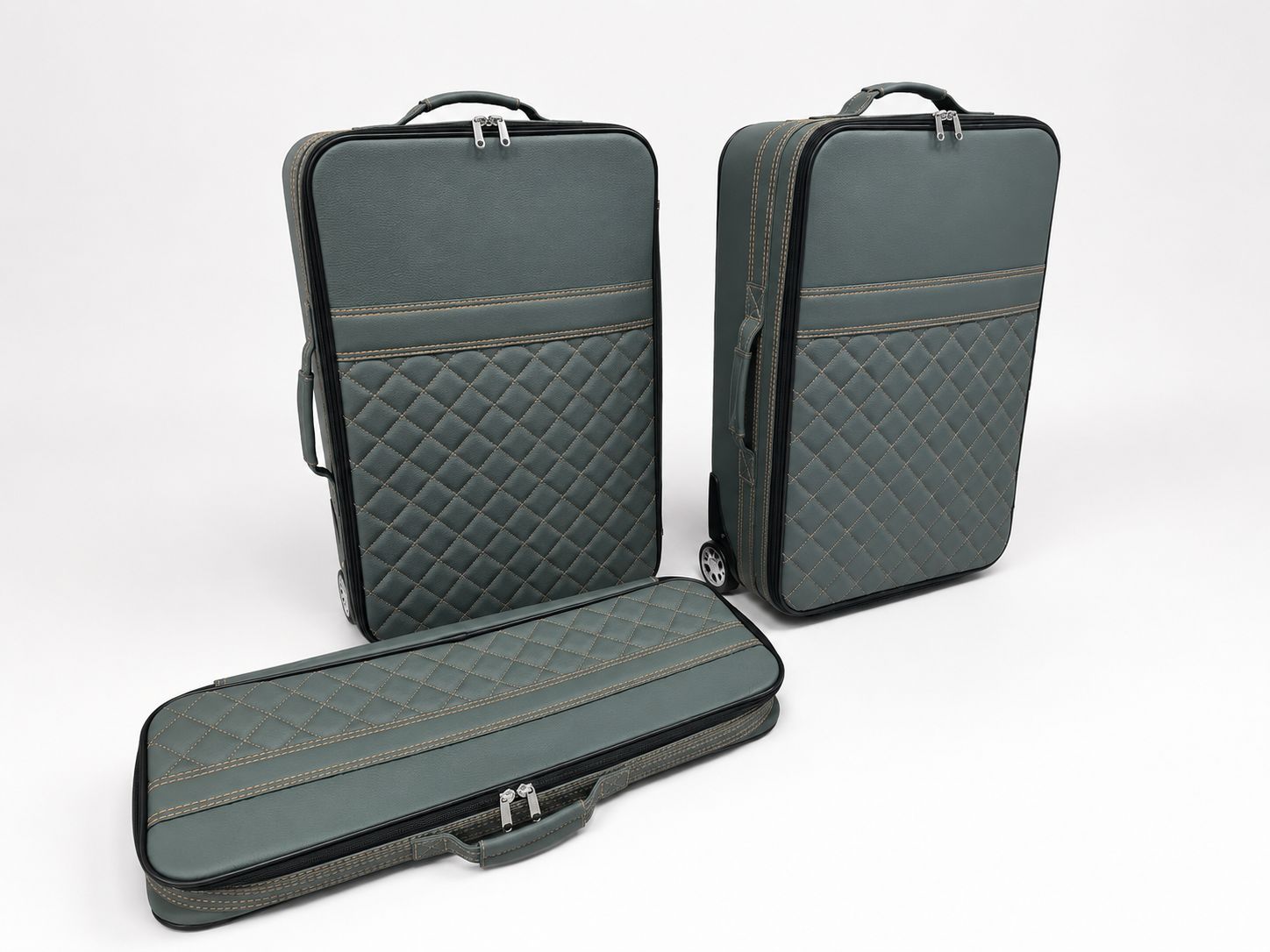 Roadsterbag kofferset Porsche 992 (ook GTS/GT3) Coupe/Targa/Cabrio (leder) Forest (3-dlg)