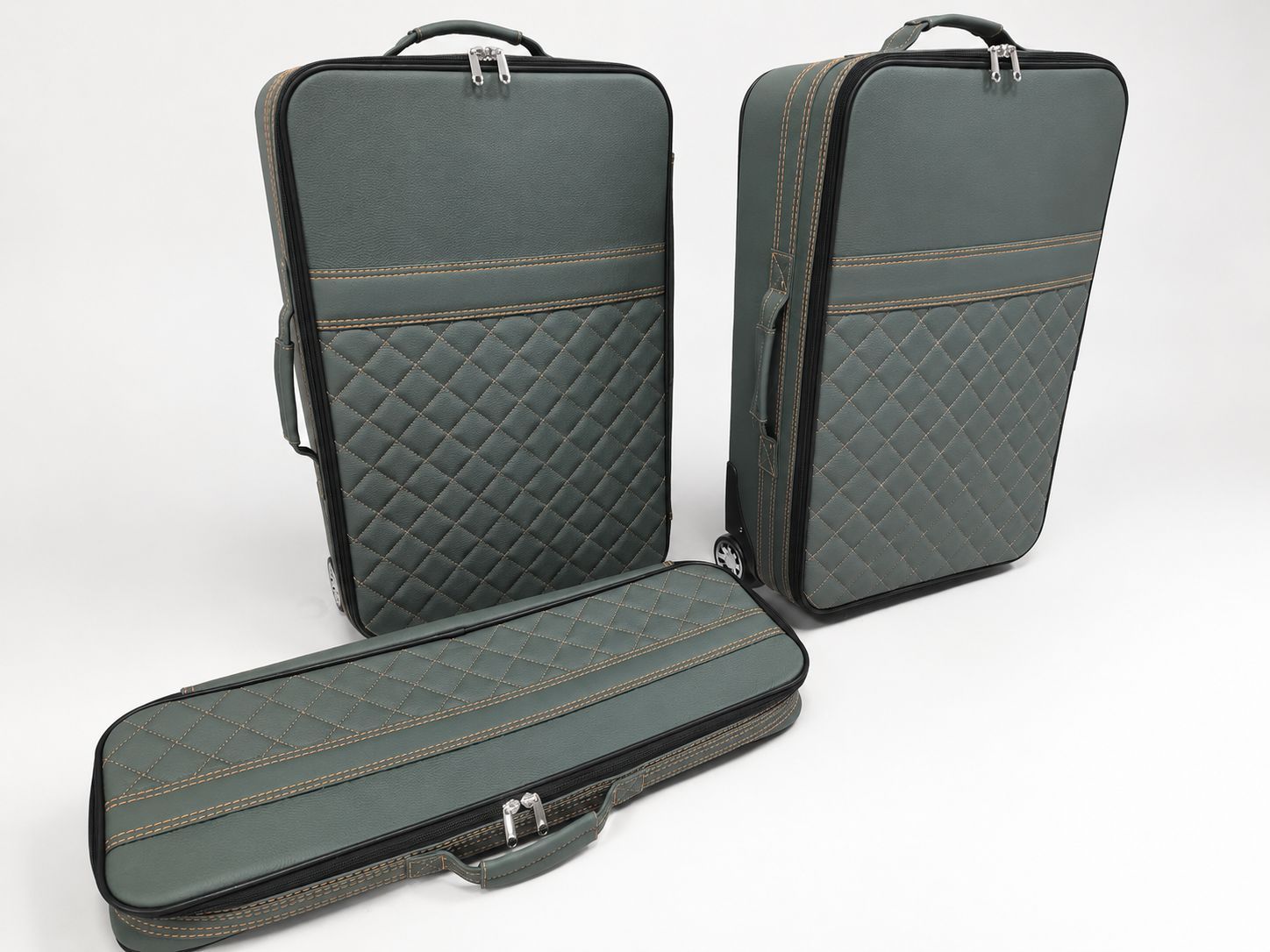 Roadsterbag suitcase set Porsche 992 (also GTS/GT3) front (full leather) Forest (3-pcs)
