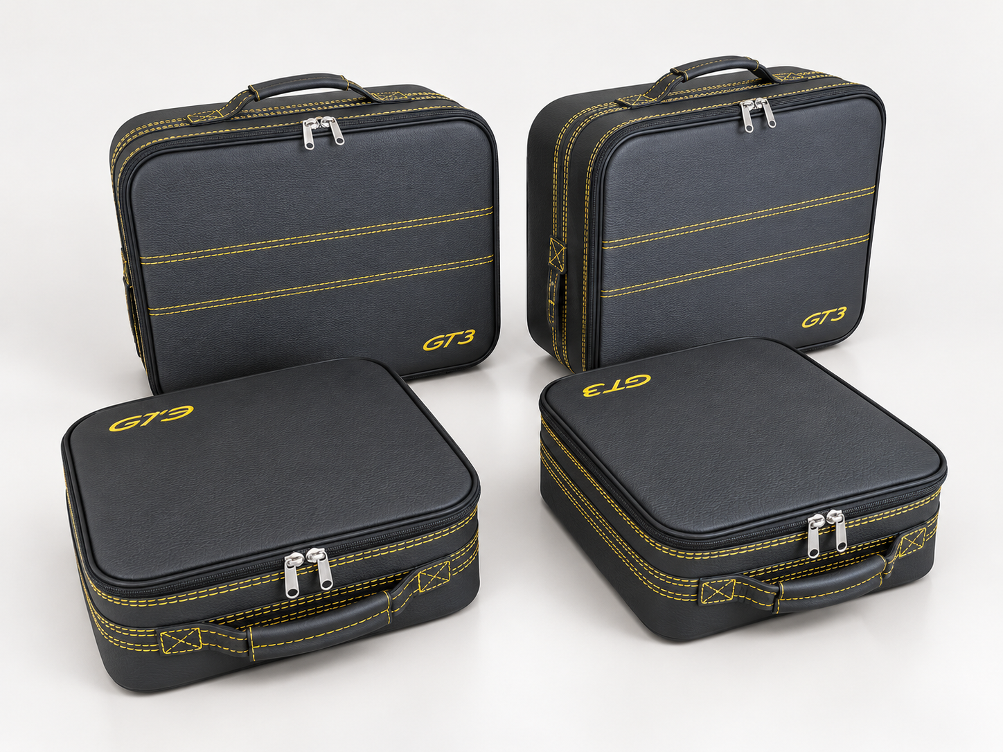 Roadsterbag kofferset Porsche 992 GT3 achterbank (leder) Zwart (3-dlg)