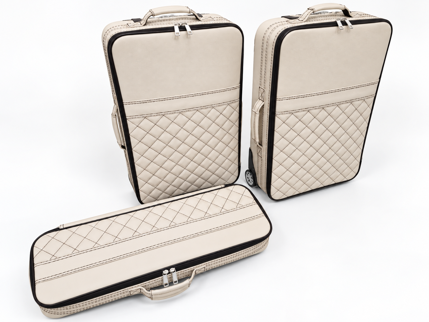 Roadsterbag kofferset Porsche 992 (ook GTS/GT3) Coupe/Targa/Cabrio (leder) Nebbia + ruitmotief (3-dlg)