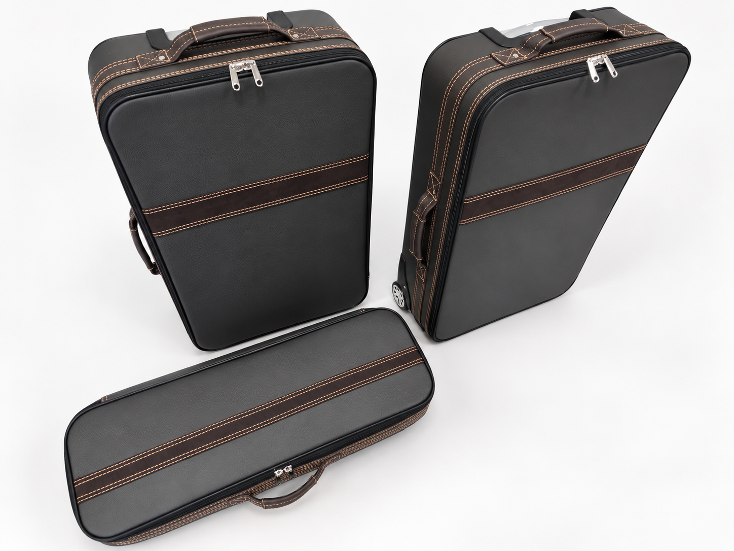 Roadsterbag kofferset Porsche 992 (ook GTS/GT3) Coupe/Targa/Cabrio (leder) Caffe (3-dlg)