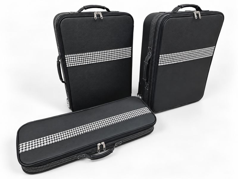 Roadsterbag suitcase set Porsche 992 (also GTS/GT3) front (full leather) Pepita (3-pcs)