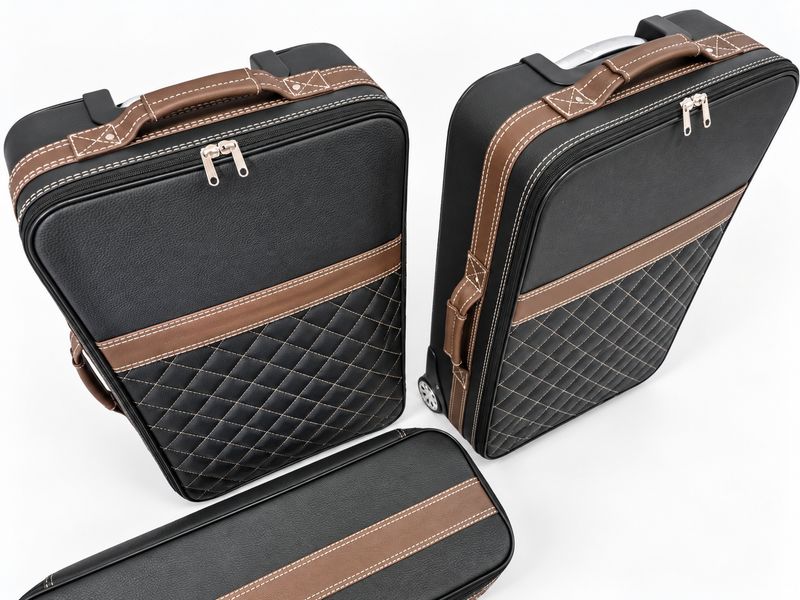 Roadsterbag suitcase set Porsche 992 (also GTS/GT3) front (full leather) Nero + Diamond (3-pcs)