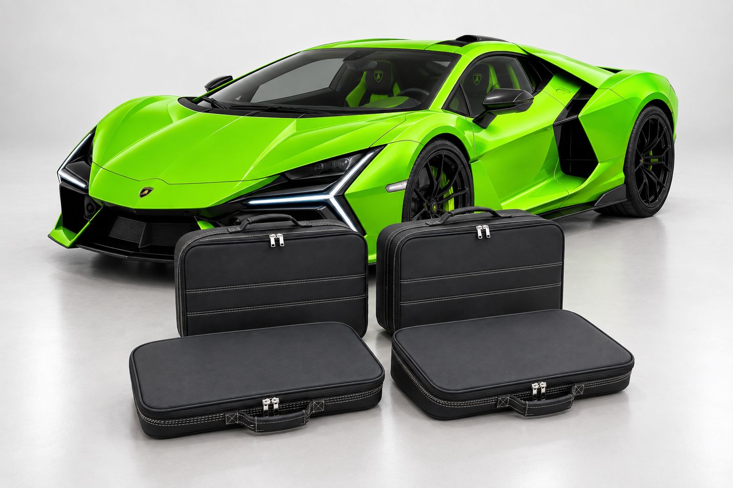 Roadsterbag suitcase set Lamborghini Revuelto + Green seams (4 pcs) Roadsterbag suitcase set Lamborghini Revuelto + Green seams (4 pcs)