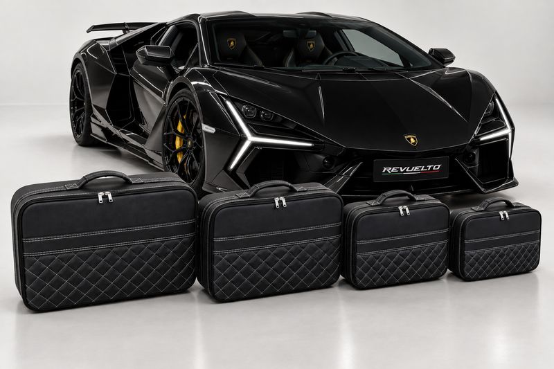 Roadsterbag suitcase set Lamborghini Revuelto (4 pcs) Rombus Silverwhite 4x4