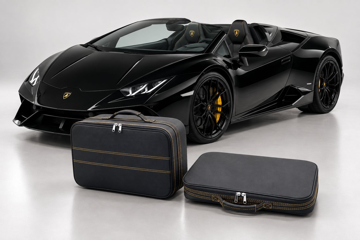 Roadsterbag kofferset Lamborghini Huracan Spyder + Gele stiknaden (2-dlg) Roadsterbag kofferset Lamborghini Huracan Spyder + Gele stiknaden (2-dlg)