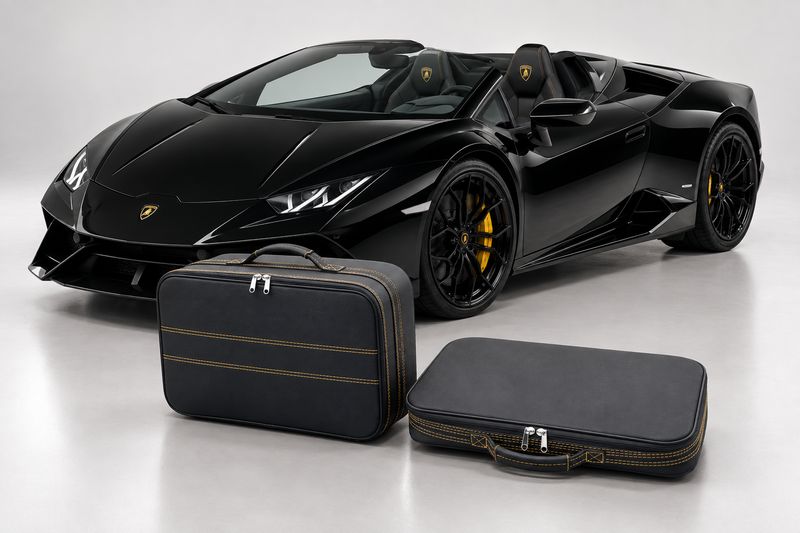Roadsterbag kofferset Lamborghini Huracan Spyder + Gele stiknaden (2-dlg)