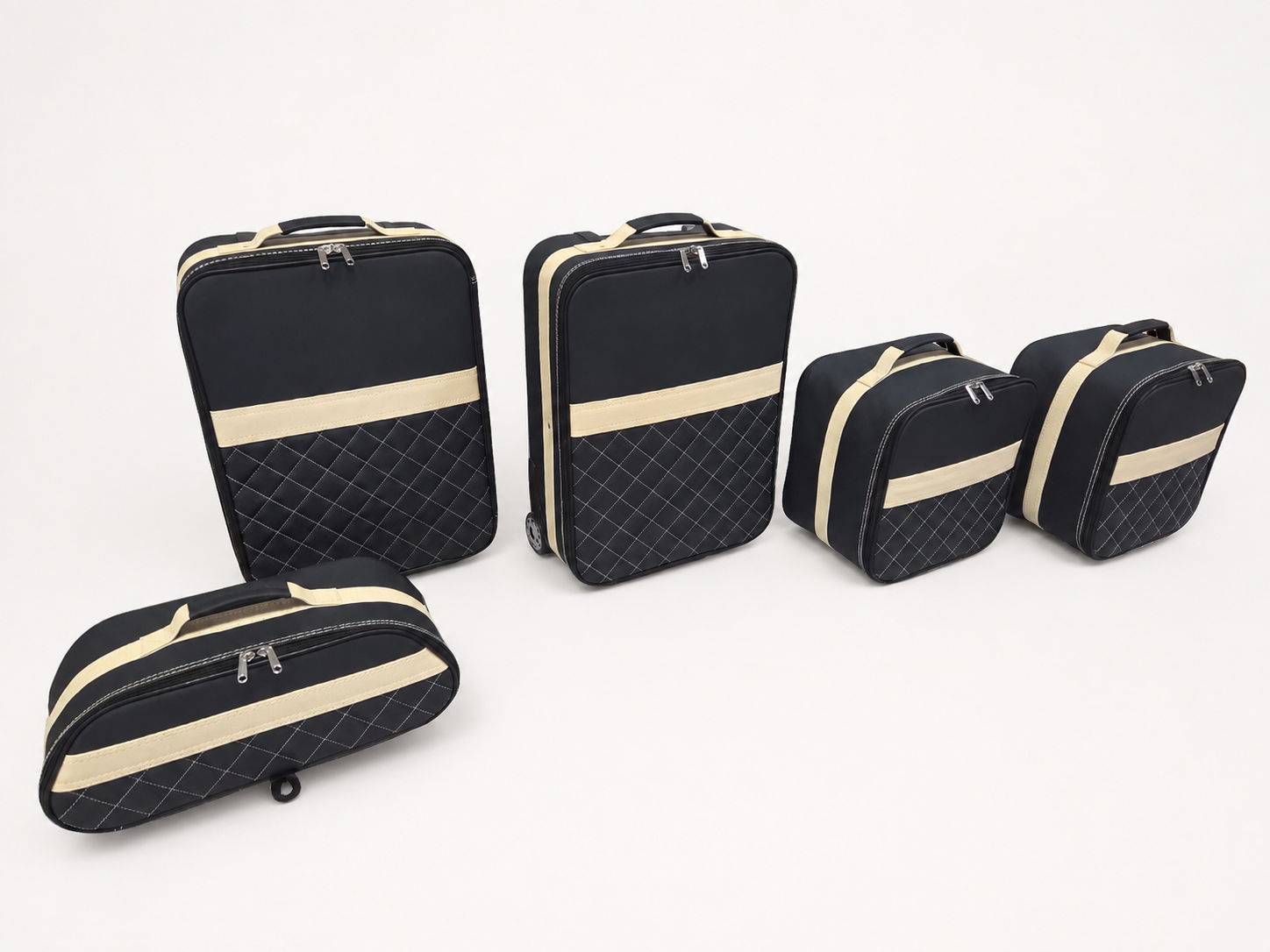 Roadsterbag kofferset Ferrari Roma Spider Nero + Ivory (5-dlg)