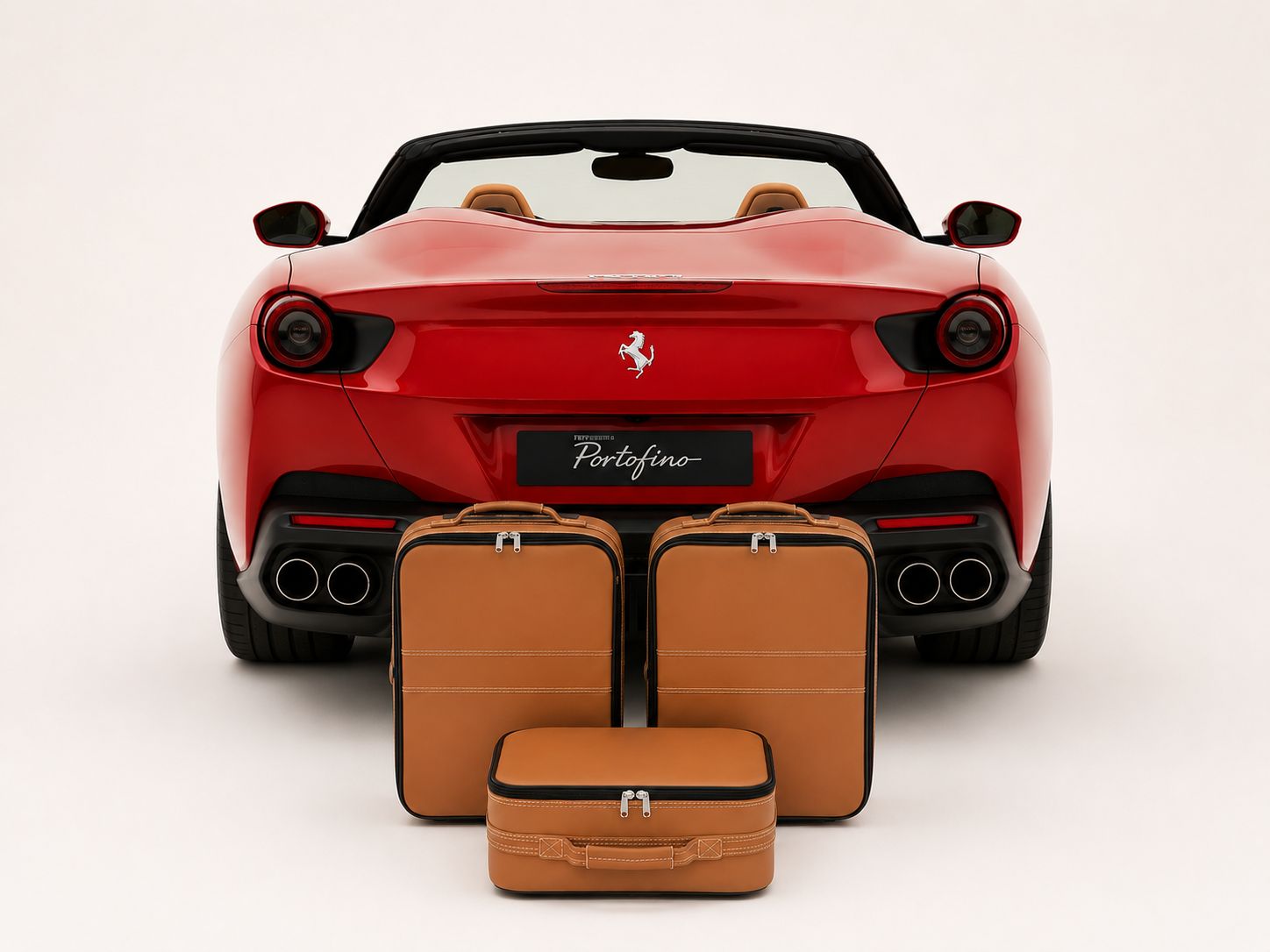 Roadsterbag suitcase set Ferrari Portofino (also M) (trunk) Quoio Leather (3-pcs) with Yellow seams (305)