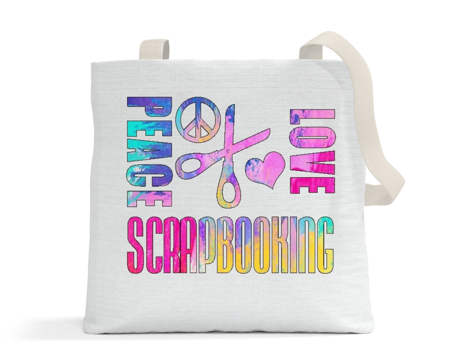 Crafting Tote Bag: PEACE, LOVE, SCRAPBOOKING
