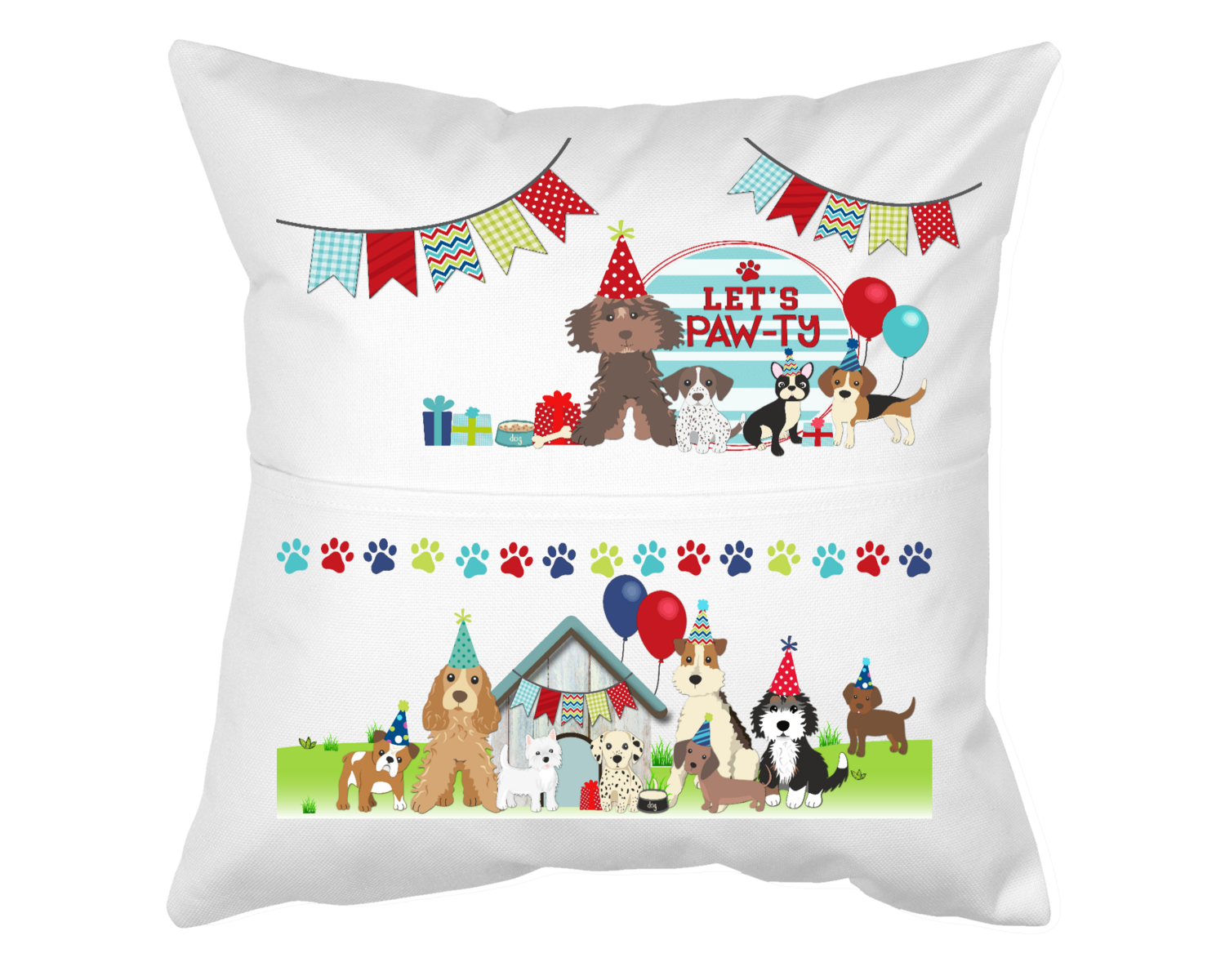 Dog Pillow With Pocket: LET&#39;S PAW-TY