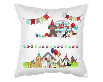 Dog Pillow With Pocket: LET'S PAW-TY