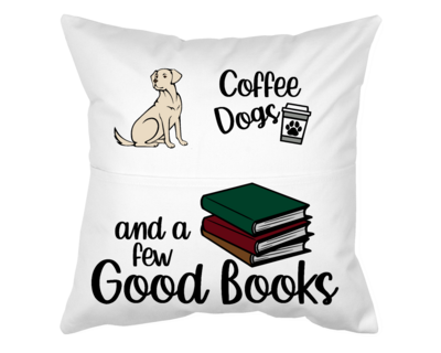 Dog Pillow With Pocket: COFFEE DOGS AND A FEW GOOD BOOKS