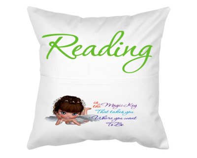 Pillow With Pocket: READING IS THE MAGIC KEY THAT TAKES YOU WHERE YOU WANT TO BE