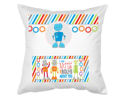 Pillow With Pocket: I'M NUTS AND BOLTS ABOUT YOU BOY/GIRL