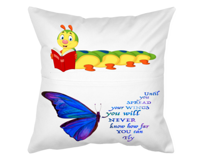 Pillow With Pocket: UNTIL YOU SPREAD YOUR WINGS, YOU WILL NEVER KNOW HOW FAR YOU CAN FLY