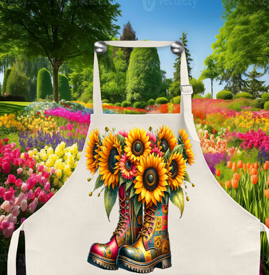 Apron: WORKBOOTS WITH SUNFLOWERS