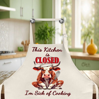 Animal Apron: THIS KITCHEN IS CLOSED I&#39;M SICK OF COOKING