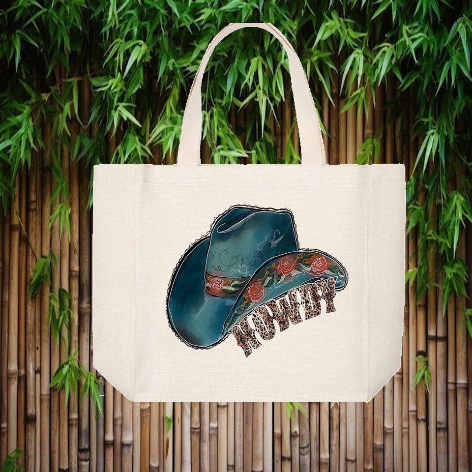 Tote Bag:  HOWDY WITH COWBOY HAT