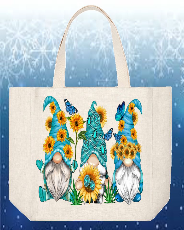 Tote Bag: GNOMES WITH SUNFLOWERS