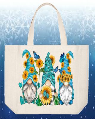 Tote Bag: GNOMES WITH SUNFLOWERS