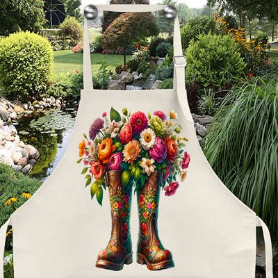 Apron: WORKBOOTS WITH COLORFUL FLOWERS