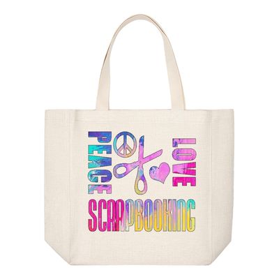 Crafting Tote Bag:  PEACE, LOVE, SCRAPBOOKING