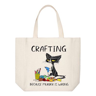 Crafting Tote Bag:  I'D RATHER BE CRAFTING BECAUSE MURDER IS WRONG