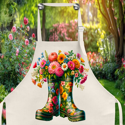 Apron: RAINBOOTS WITH COLORFUL FLOWERS