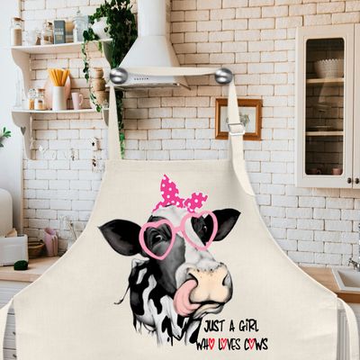 Animal Apron: JUST A GIRL WHO LOVES COWS
