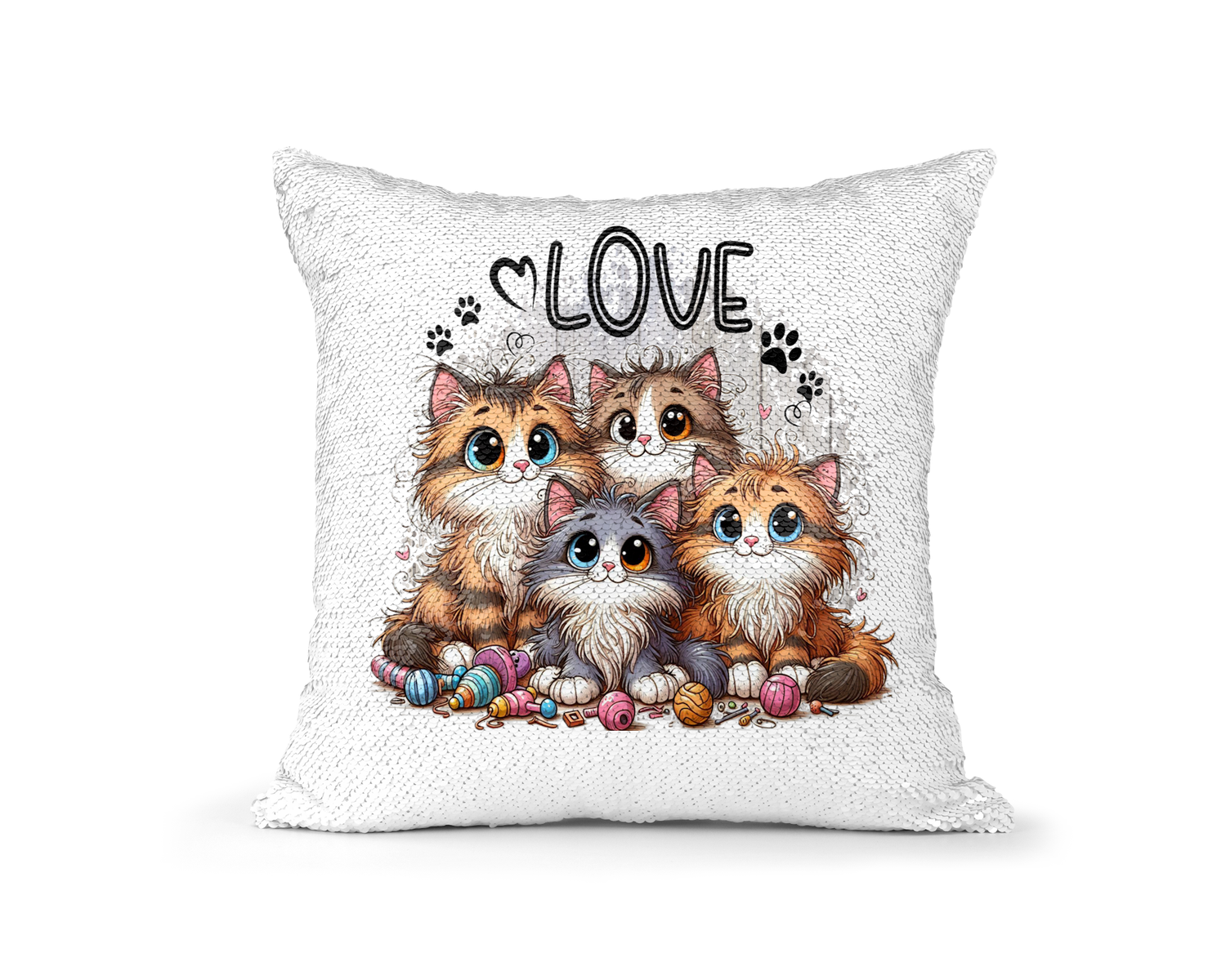 Pillow Sequin  LOVE Cats